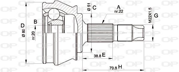 OPEN PARTS Šarnīru komplekts, Piedziņas vārpsta CVJ5305.10